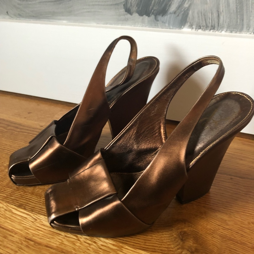 YSL bronze sexy runway edition fashion heels